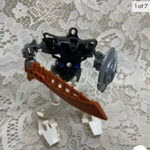 Vintage, Rare, Lego, Bionicle Action Figure with Sword and Shield 5in x 5in (B02